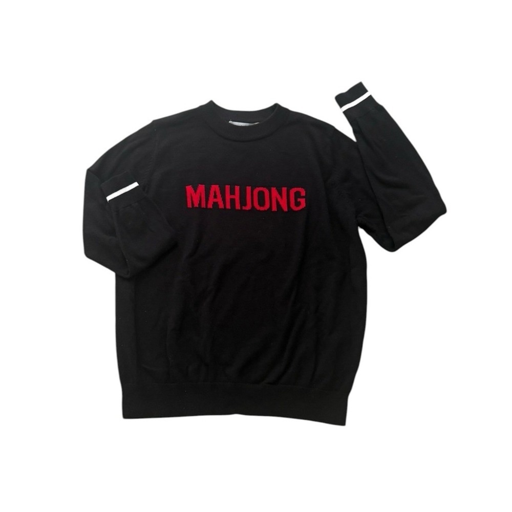 NWT Black 'MAHJONG' Crewneck Sweater with Red Logo Size XL